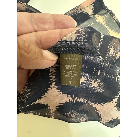 Charlie Jade Women Navy/Blush Chic Workwear, Silk, Casual, Flowy, Size S Sheer - Picture 5 of 12